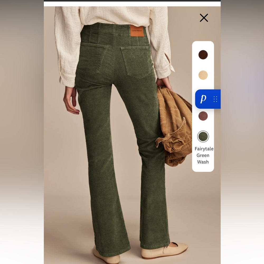 Lucky Brand Women's Green Corduroy Boot Cut Jeans